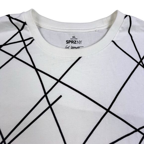 Uniqlo SPRZ NY x Sol Lewitt T-Shirt 3XL White Geometric Art All Over Print MOMA - Picture 1 of 8